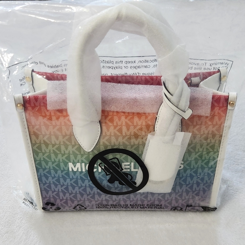 New!Michael Kors Mirella Small Rainbow Signature Logo Crossbody Bag - Picture 8 of 8